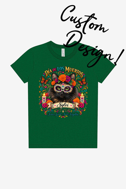 Custom Youth Dia de los Muertos PracTICAl Cats T-Shirt