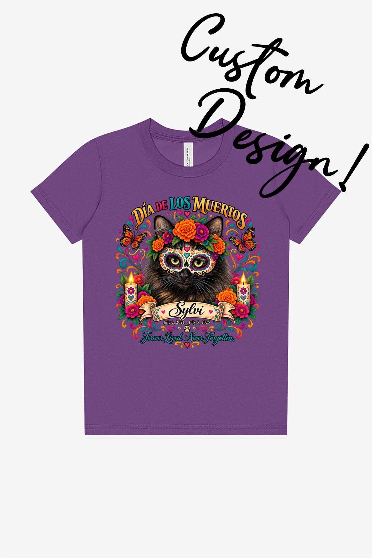 Custom Youth Dia de los Muertos PracTICAl Cats T-Shirt