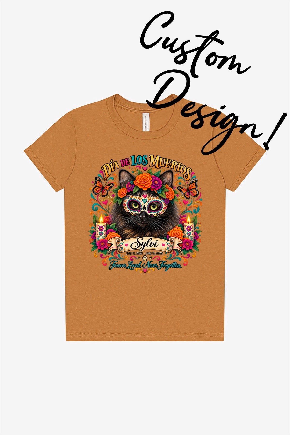 Custom Youth Dia de los Muertos PracTICAl Cats T-Shirt